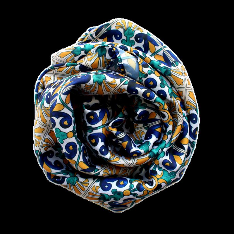 Foulard Mizam soie motif Azul